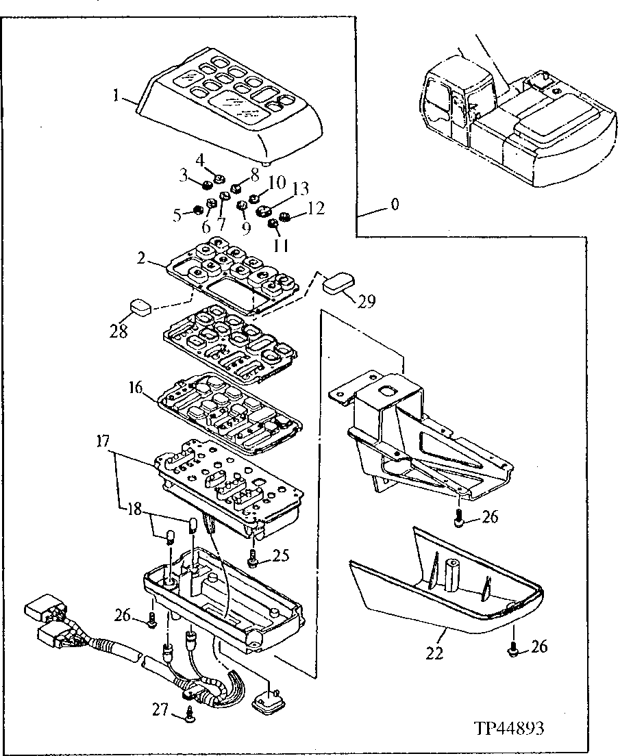 Схема запчастей John Deere 90E - 94 - Switch Box 1674 Wiring Harness And Switches