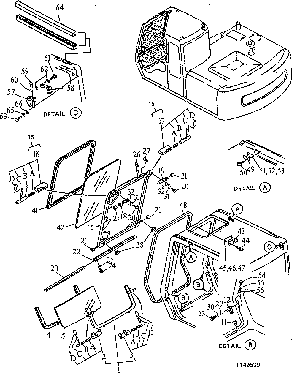 Схема запчастей John Deere 90E - 111 - Cab 1810 Operator Enclosure