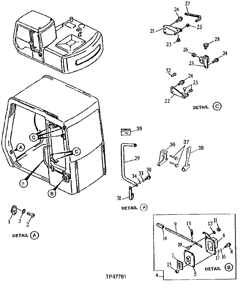 Схема запчастей John Deere 90E - 115 - Cab 1810 Operator Enclosure