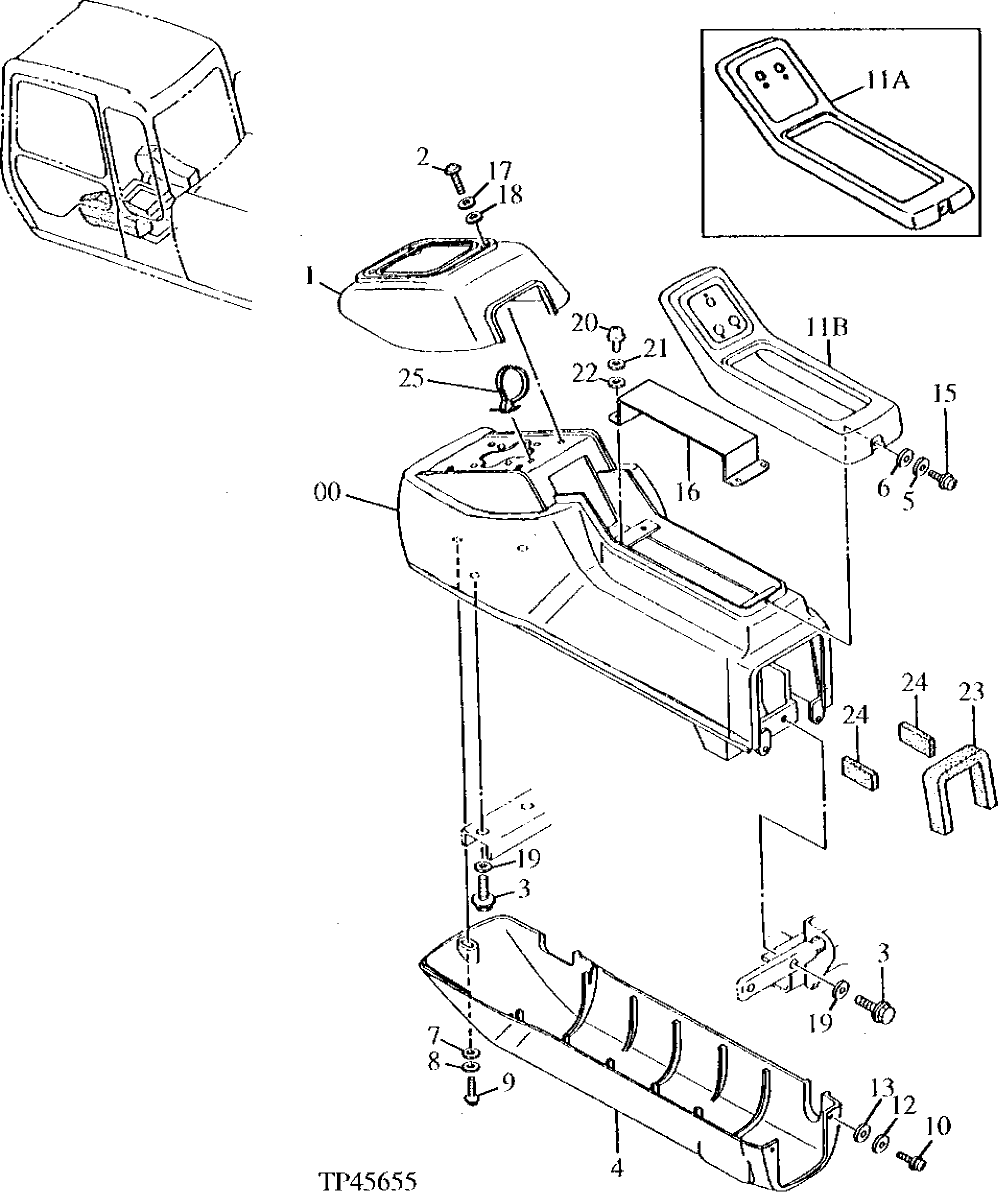 Схема запчастей John Deere 90E - 120 - Left Console 1810 Operator Enclosure