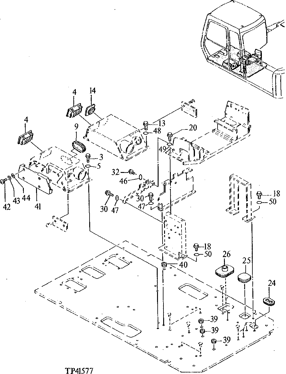 Схема запчастей John Deere 90E - 124 - Cab Floor Parts ( - 024999) 1810 Operator Enclosure