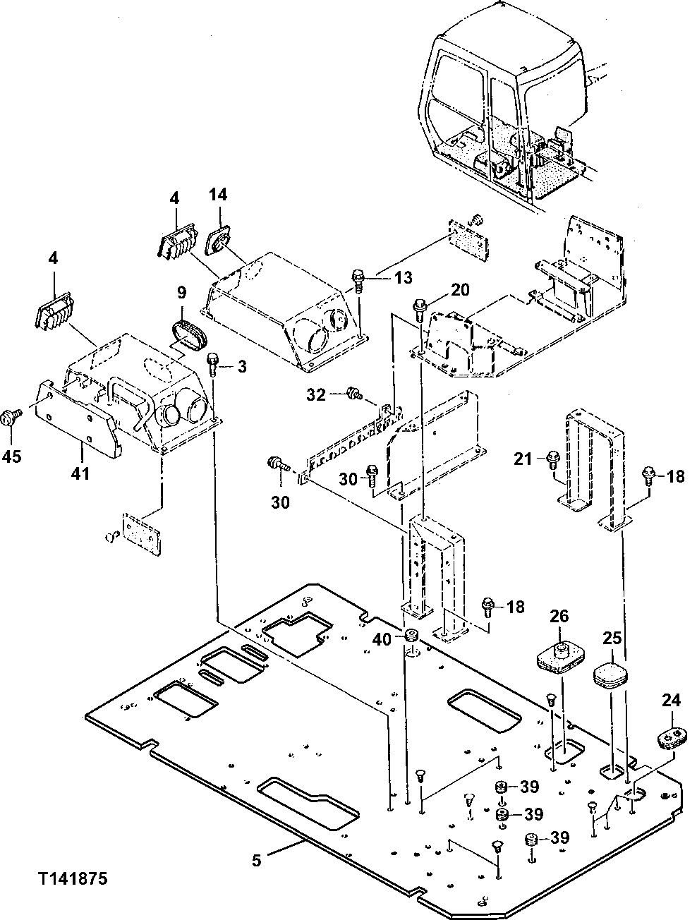 Схема запчастей John Deere 90E - 125 - Cab Floor Parts (025000 - ) 1810 Operator Enclosure