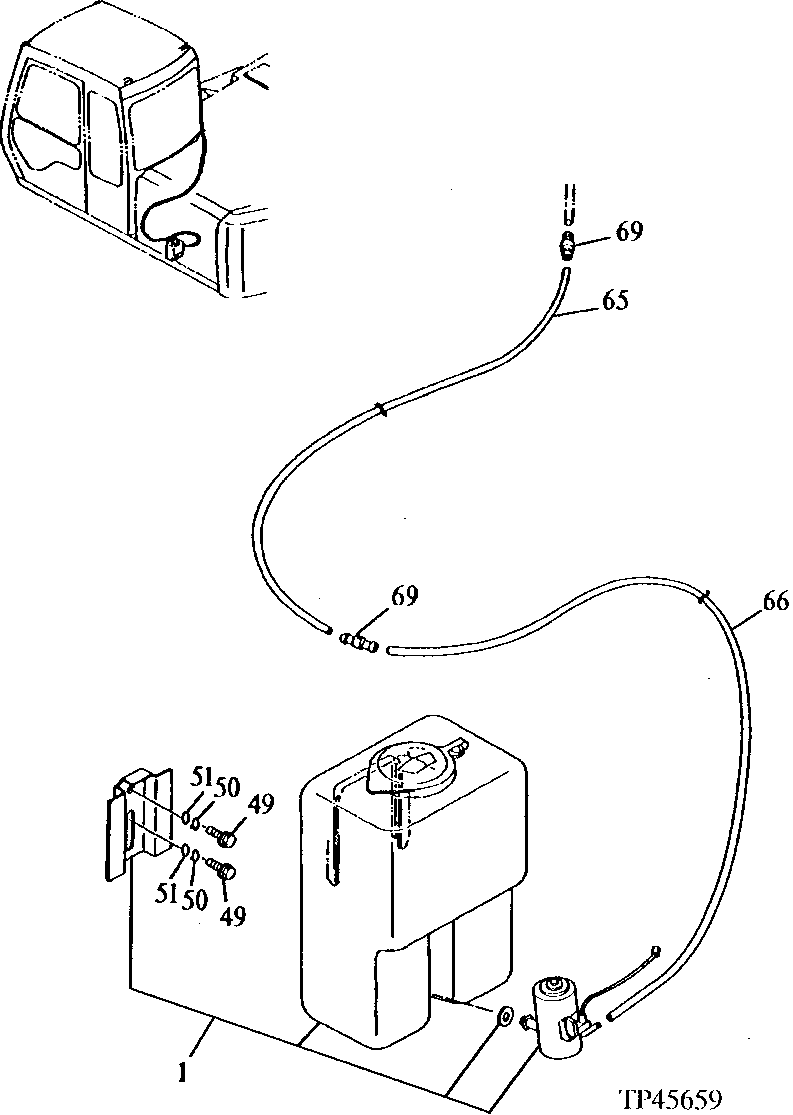 Схема запчастей John Deere 90E - 126 - Window Washer ( - 025789) 1810 Operator Enclosure