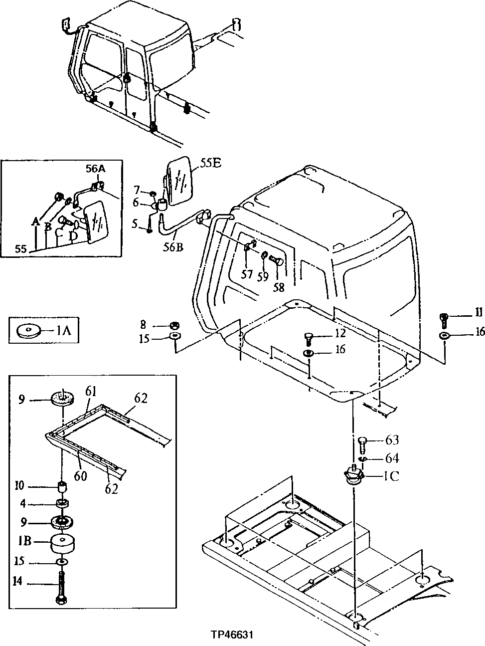 Схема запчастей John Deere 90E - 128 - Cab 1810 Operator Enclosure