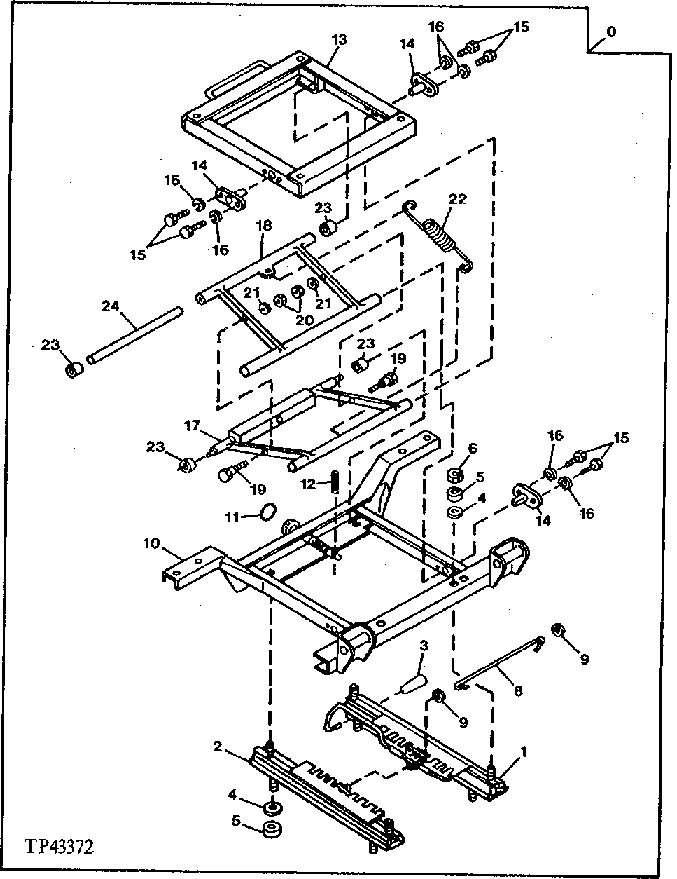 Схема запчастей John Deere 90E - 134 - Seat Stand ( - 024999) 1821 Seat And Seat Belts