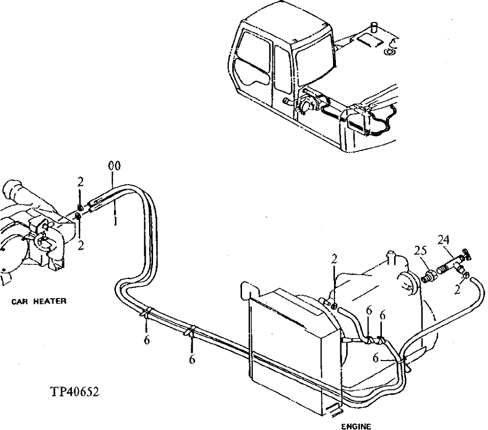 Схема запчастей John Deere 90E - 142 - Heater Hoses 1830 Heating & Air Conditioning