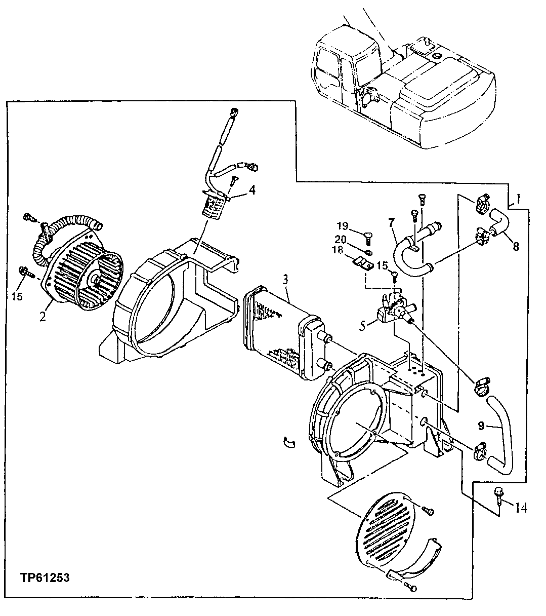 Схема запчастей John Deere 90E - 146 - Heater ( - 025848) 1830 Heating & Air Conditioning