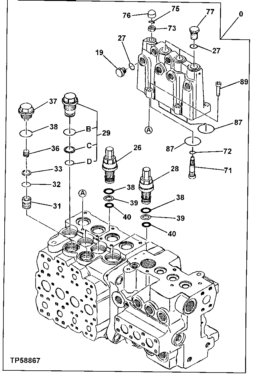 Схема запчастей John Deere 90E - 183 - Control Valve 2160 Vehicle Hydraulics