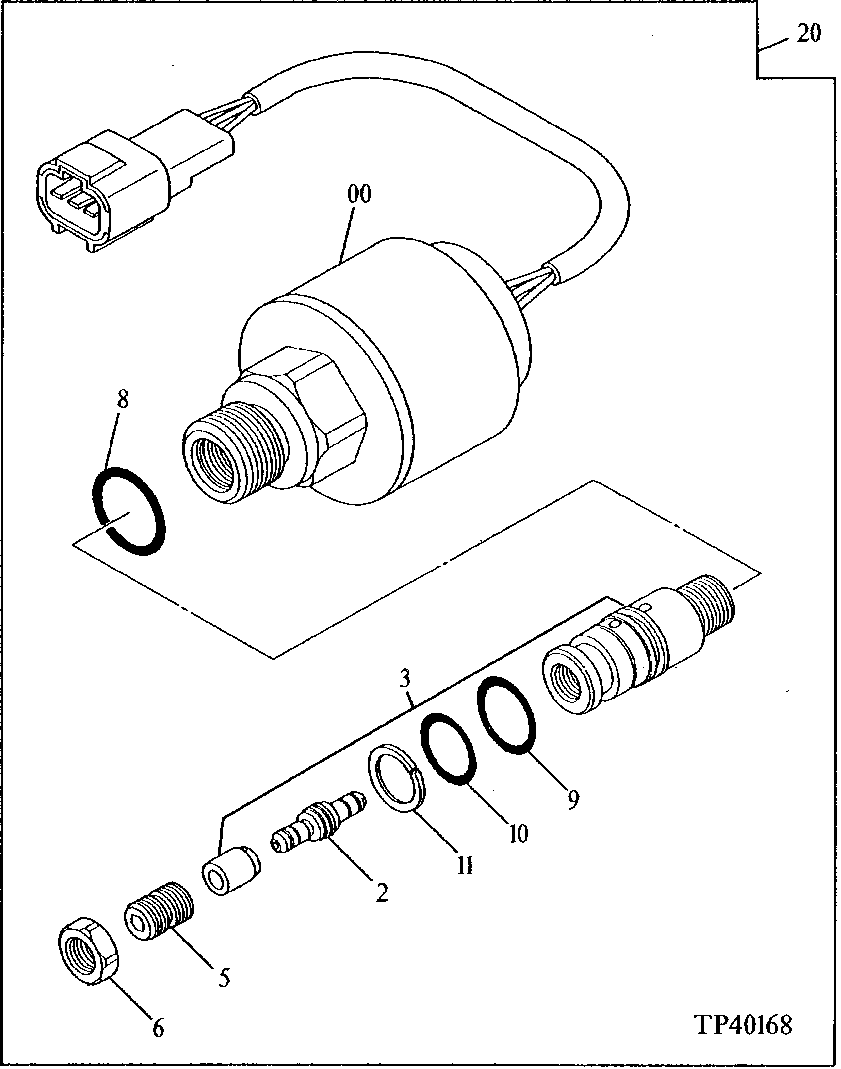 Схема запчастей John Deere 90E - 187 - DIFFERENTIAL PRESSURE SENSOR 2160 Vehicle Hydraulics