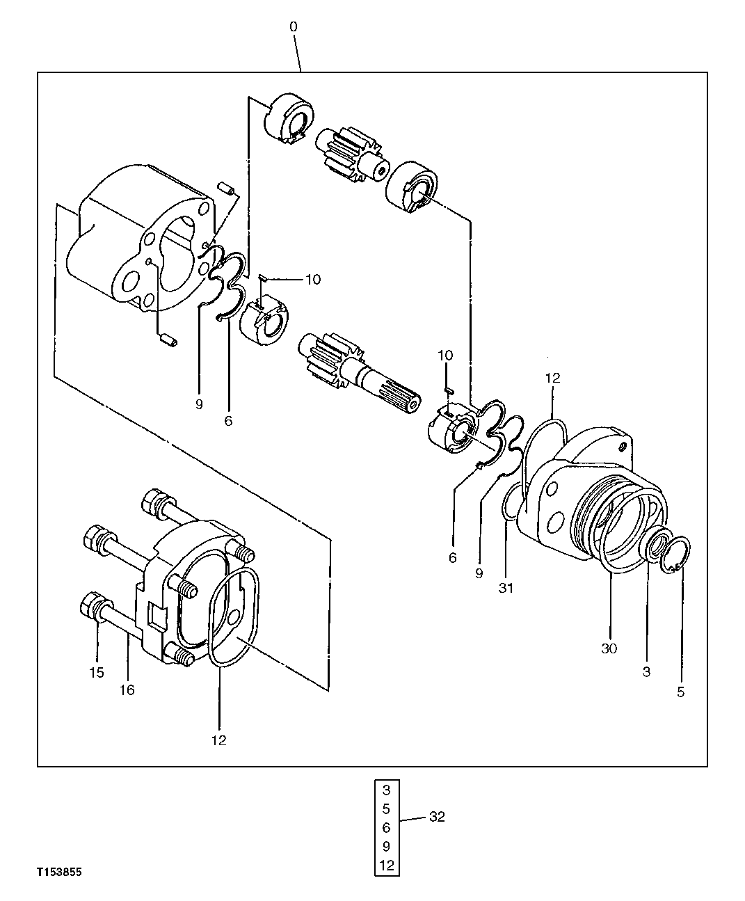 Схема запчастей John Deere 90E - 170 - Pilot Pump ( - 024999) 2160 Vehicle Hydraulics