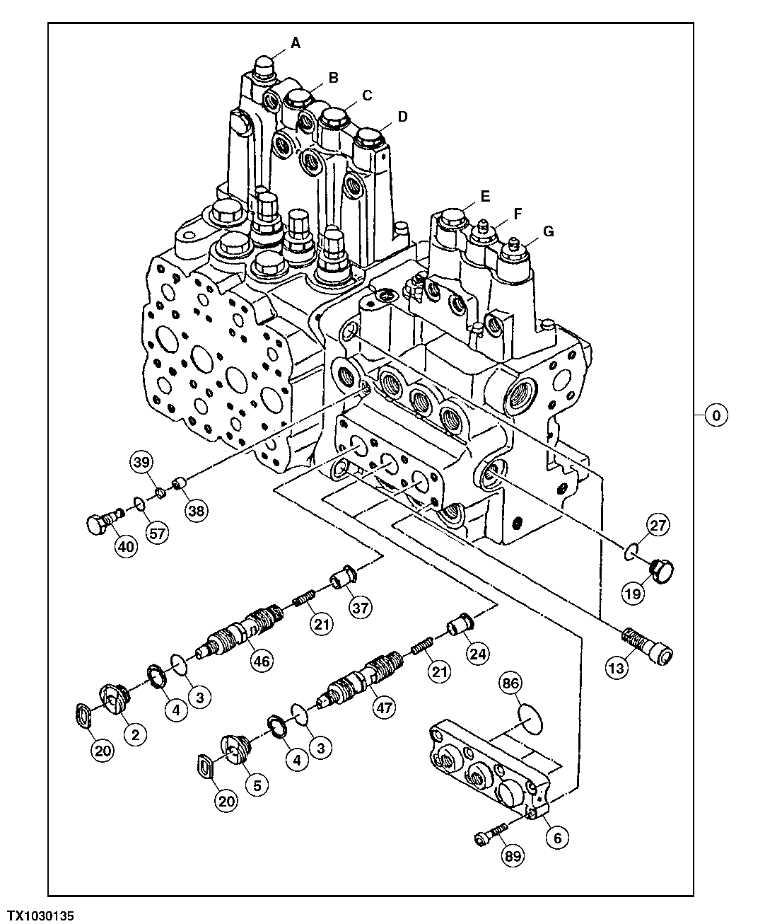 Схема запчастей John Deere 90E - 178 - Control Valve 2160 Vehicle Hydraulics