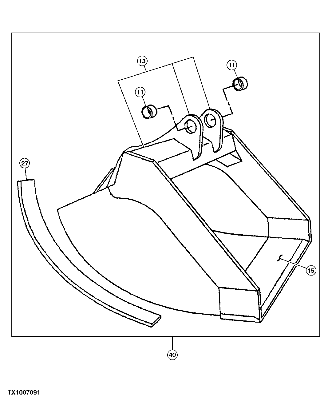 Схема запчастей John Deere 90E - 198 - Ditch Cleaning Bucket 3302 Bucket With Teeth