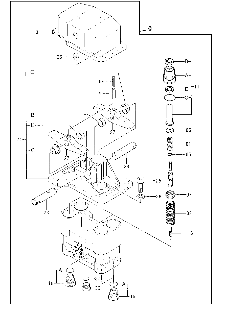 Схема запчастей John Deere 90E - 209 - Propel Pilot Valve 3315 Controls Linkage