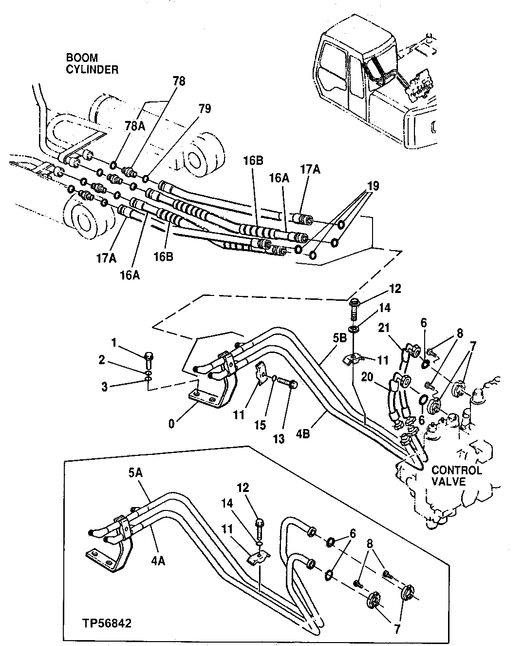 Схема запчастей John Deere 90E - 220 - Main Hydraulic Lines 3360 Hydraulic System