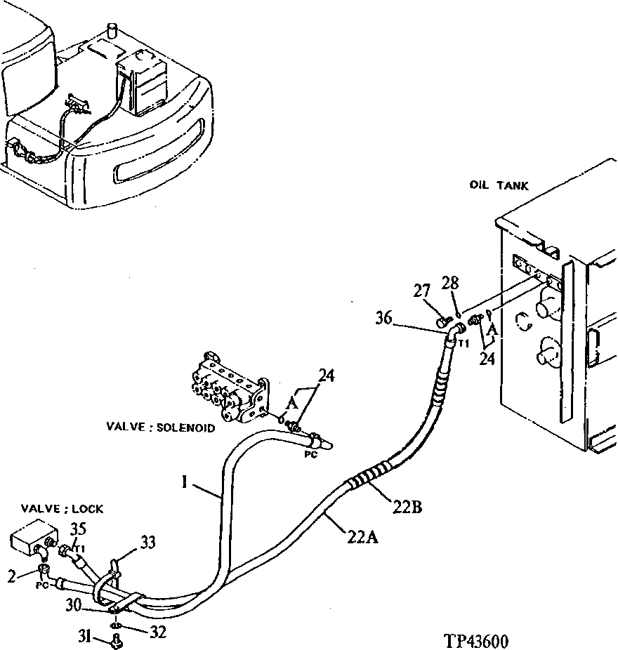 Схема запчастей John Deere 90E - 226 - Pilot Lines 3360 Hydraulic System