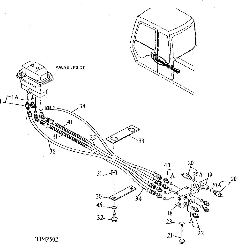 Схема запчастей John Deere 90E - 232 - Pilot Lines 3360 Hydraulic System