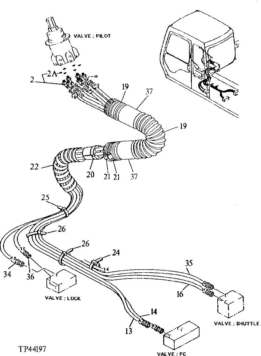 Схема запчастей John Deere 90E - 235 - Pilot Lines 3360 Hydraulic System