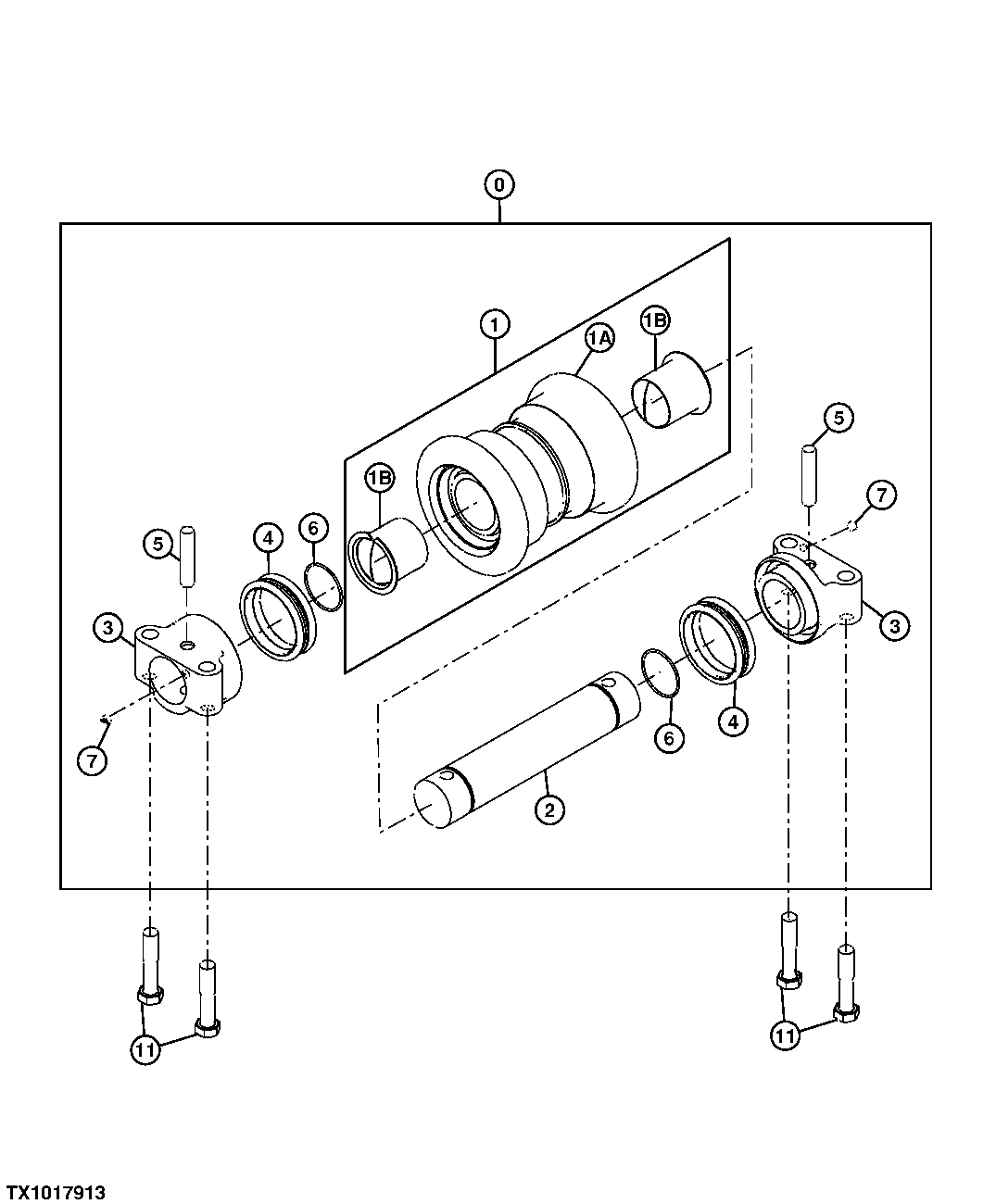 Схема запчастей John Deere 90ELC - 6 - Lower Track Chain Roller (Replacement) 0130 TRACK SYSTEM