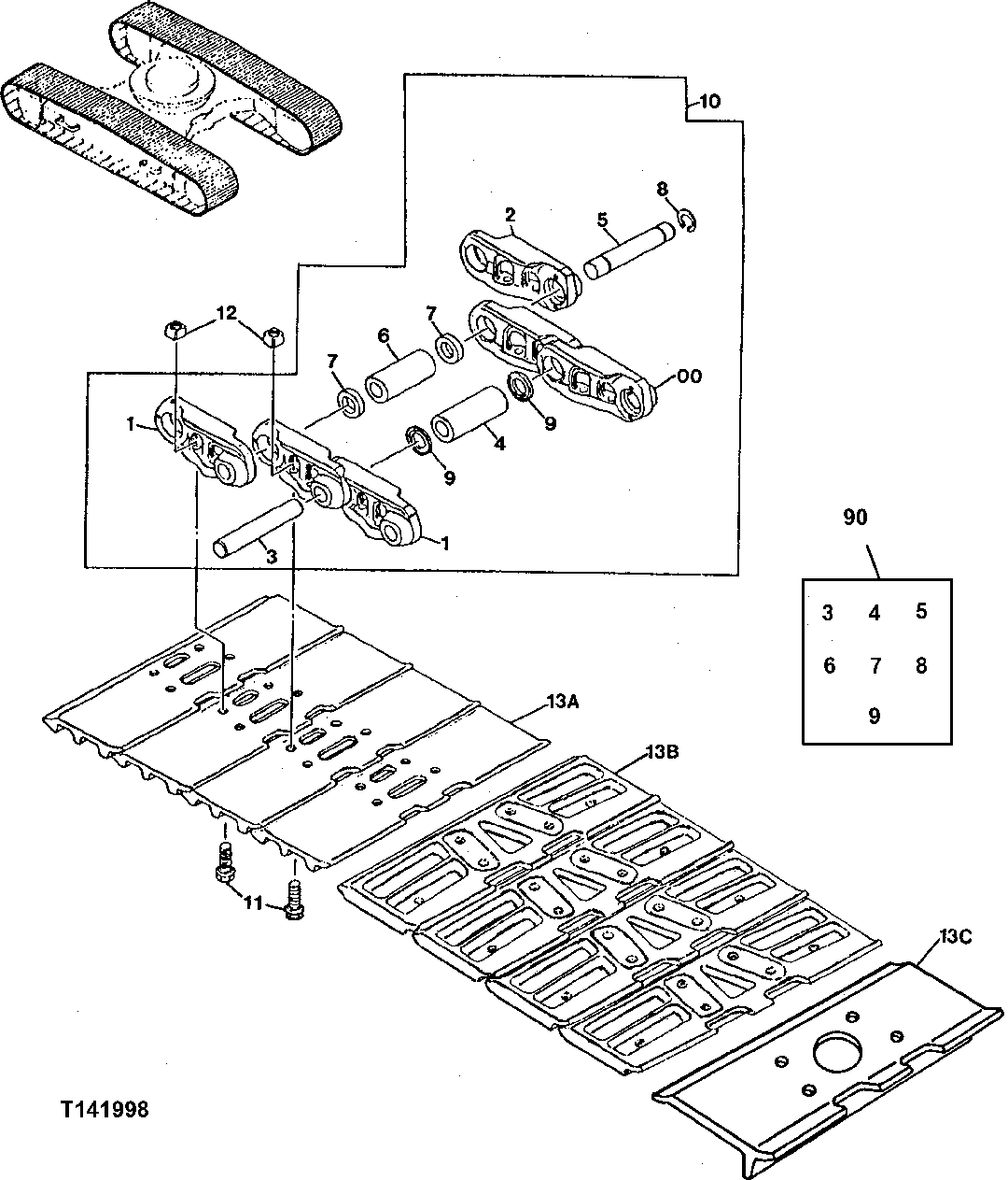 Схема запчастей John Deere 90ELC - 7 - TRACK CHAINS, SNAP RING MASTER 0130 TRACK SYSTEM