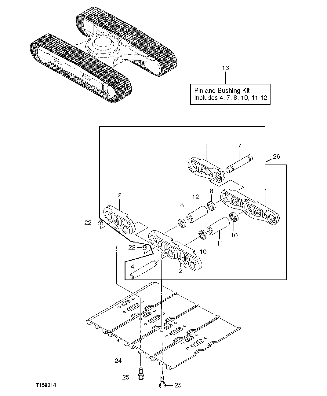 Схема запчастей John Deere 90ELC - 8 - TRACK CHAINS, PRESS IN MASTER 0130 TRACK SYSTEM