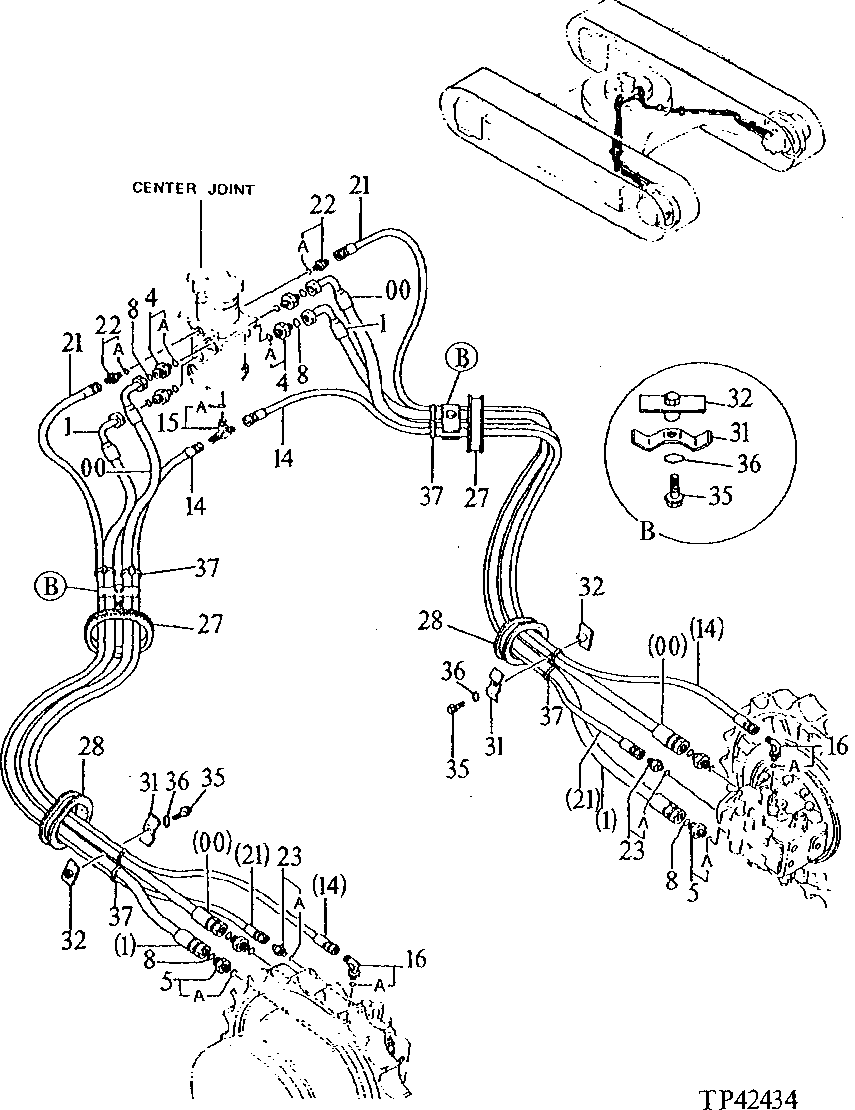 Схема запчастей John Deere 90ELC - 20 - TRAVEL PIPINGS 0260 HYDRAULIC SYSTEM