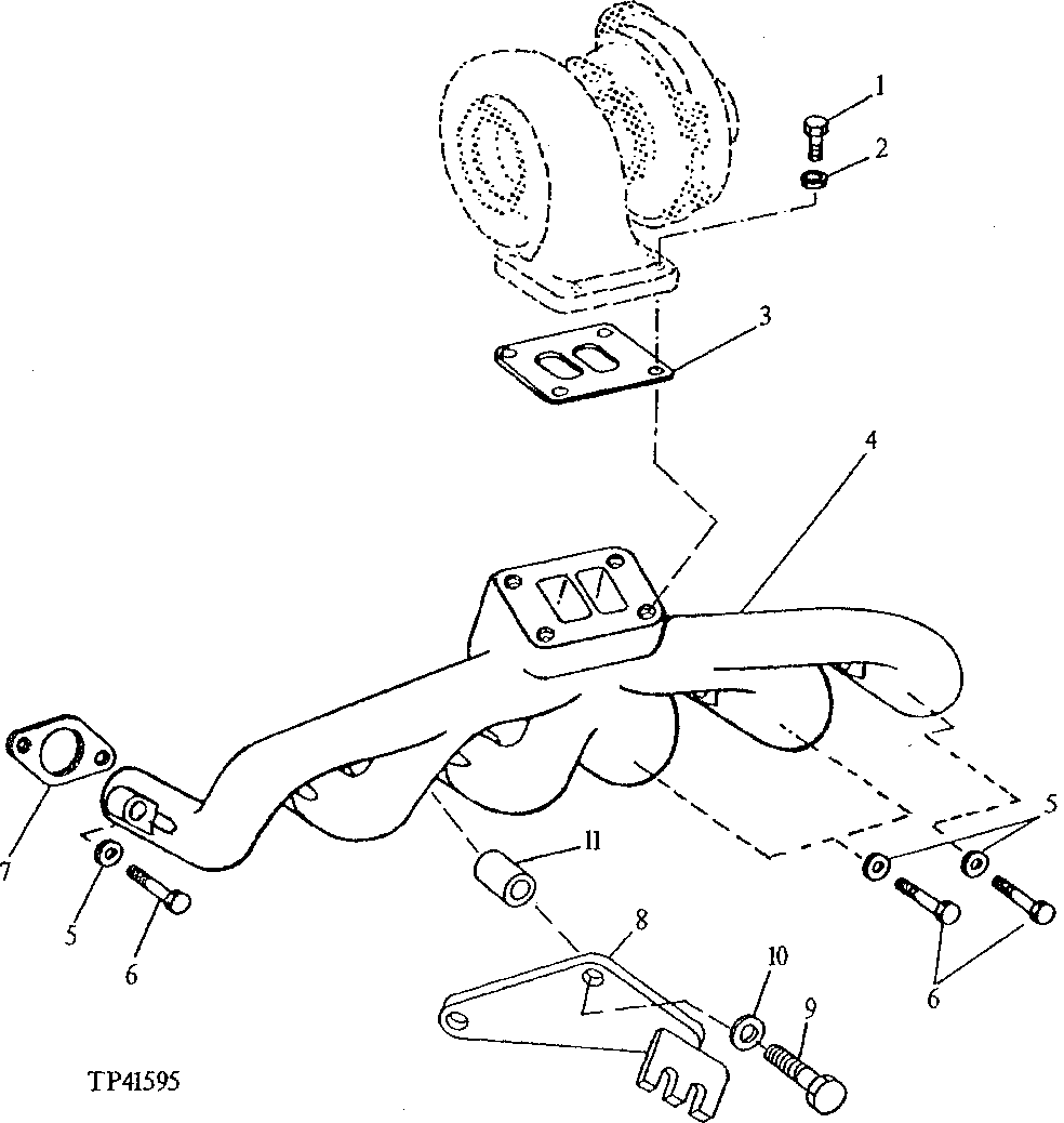 Схема запчастей John Deere 90ELC - 40 - Exhaust Manifold 0410 Exhaust Manifold 6068TT005 6068TT005