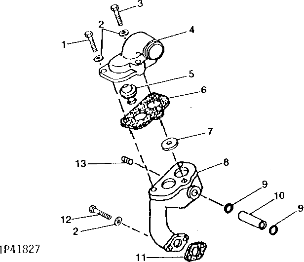 Схема запчастей John Deere 90ELC - 49 - ENGINE THERMOSTATS AND THERMOSTAT HOUSING 0418 Thermostats, Housing And Water Piping 6068TT005 6068TT005