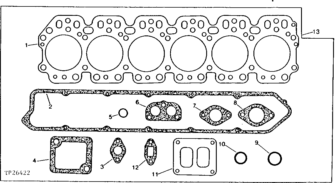 Схема запчастей John Deere 90ELC - 61 - Cylinder Head Replacement Gasket Set 0452 Gasket Replacement Kits 6068TT005 6068TT005