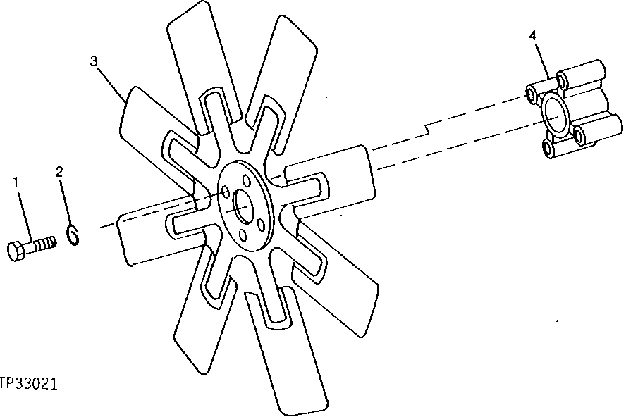 Схема запчастей John Deere 90ELC - 64 - FAN BLADE AND SPACER 0510 COOLING SYSTEMS