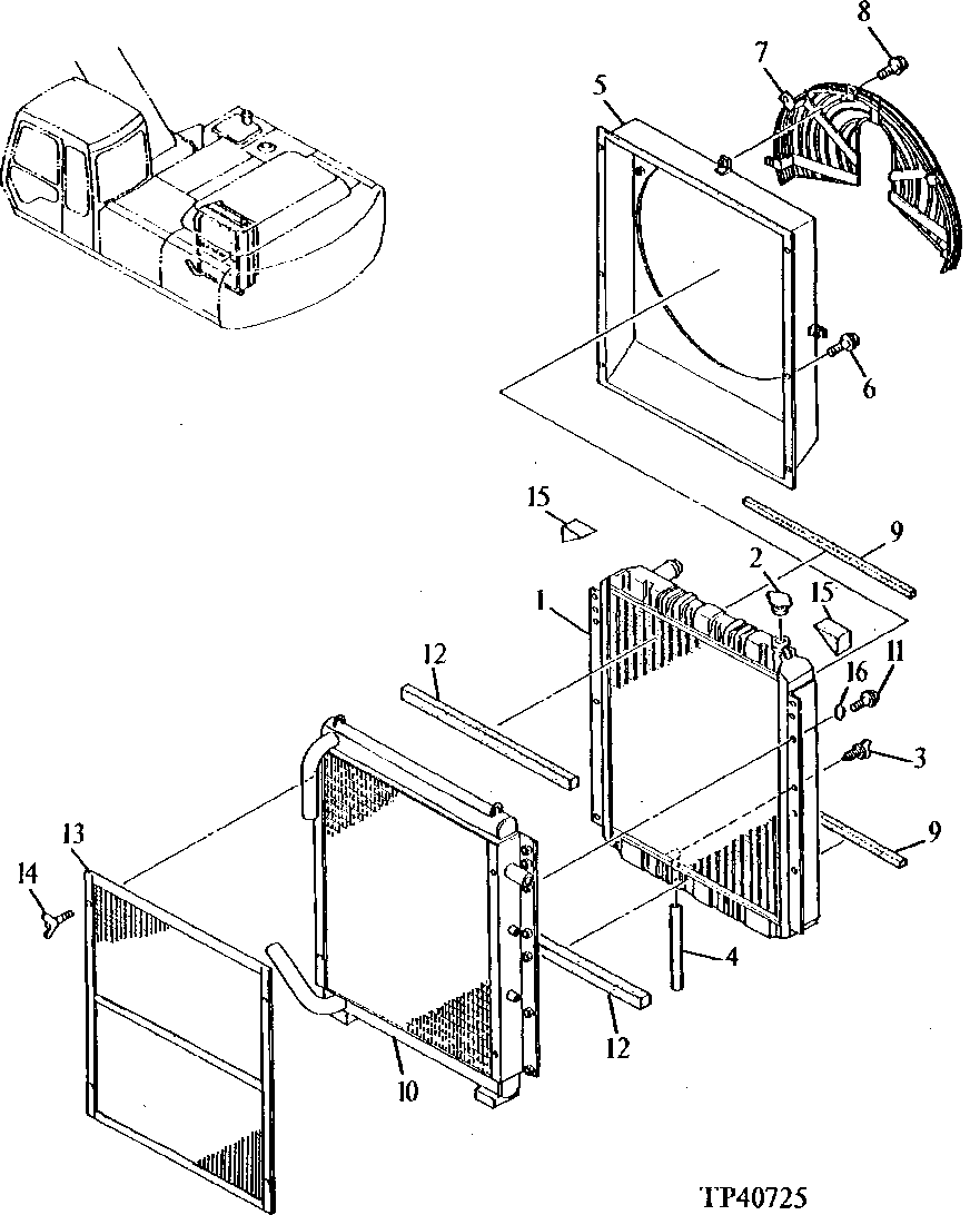 Схема запчастей John Deere 90ELC - 65 - Radiator 0510 COOLING SYSTEMS