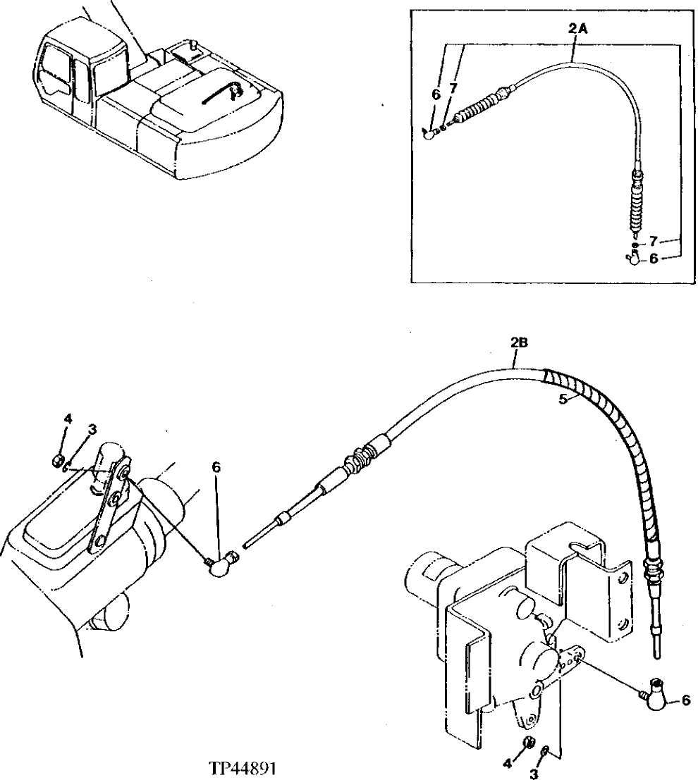 Схема запчастей John Deere 90ELC - 69 - SPEED CONTROL CABLE 0515 SPEED CONTROLS