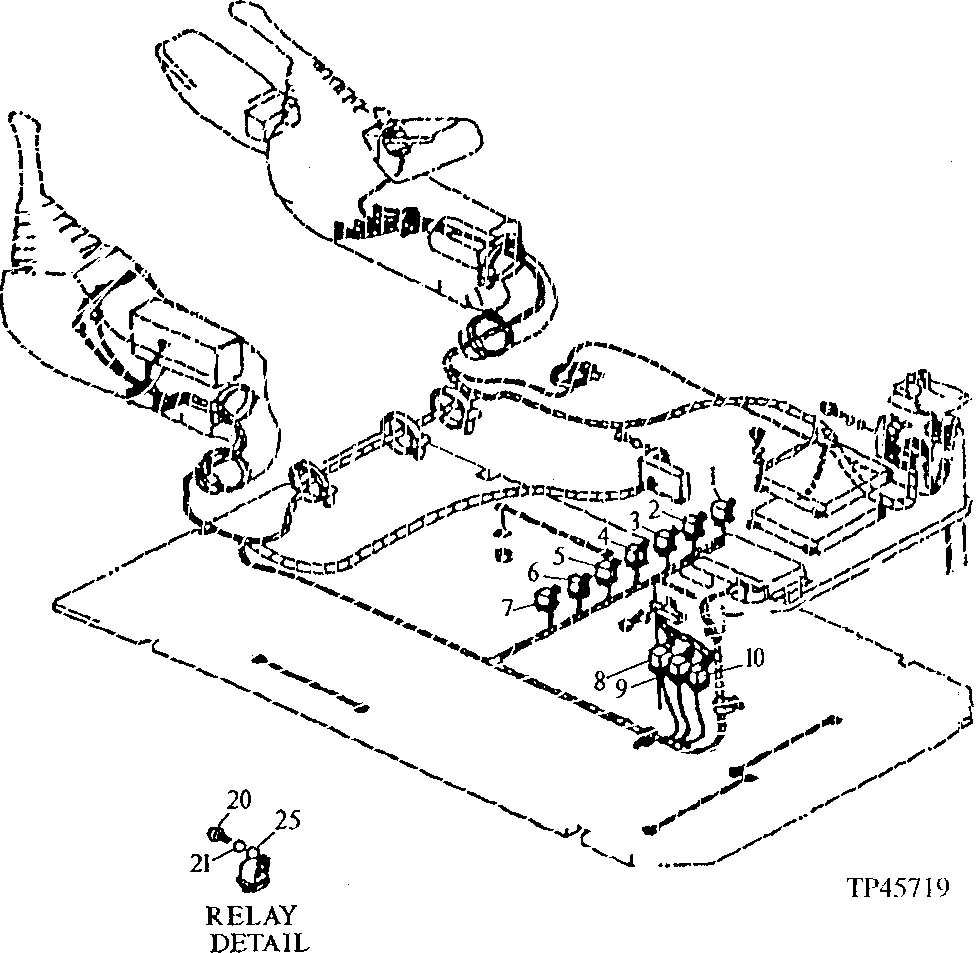 Схема запчастей John Deere 90ELC - 92 - RELAYS ( - 014999) 1674 Wiring Harness And Switches