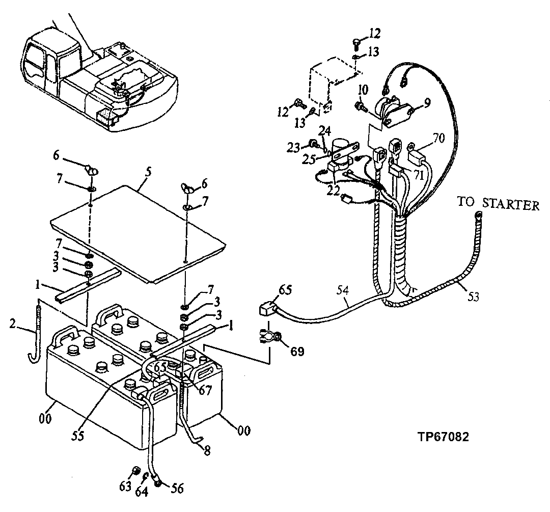 Схема запчастей John Deere 90ELC - 94 - ELECTRIC PARTS 1674 Wiring Harness And Switches