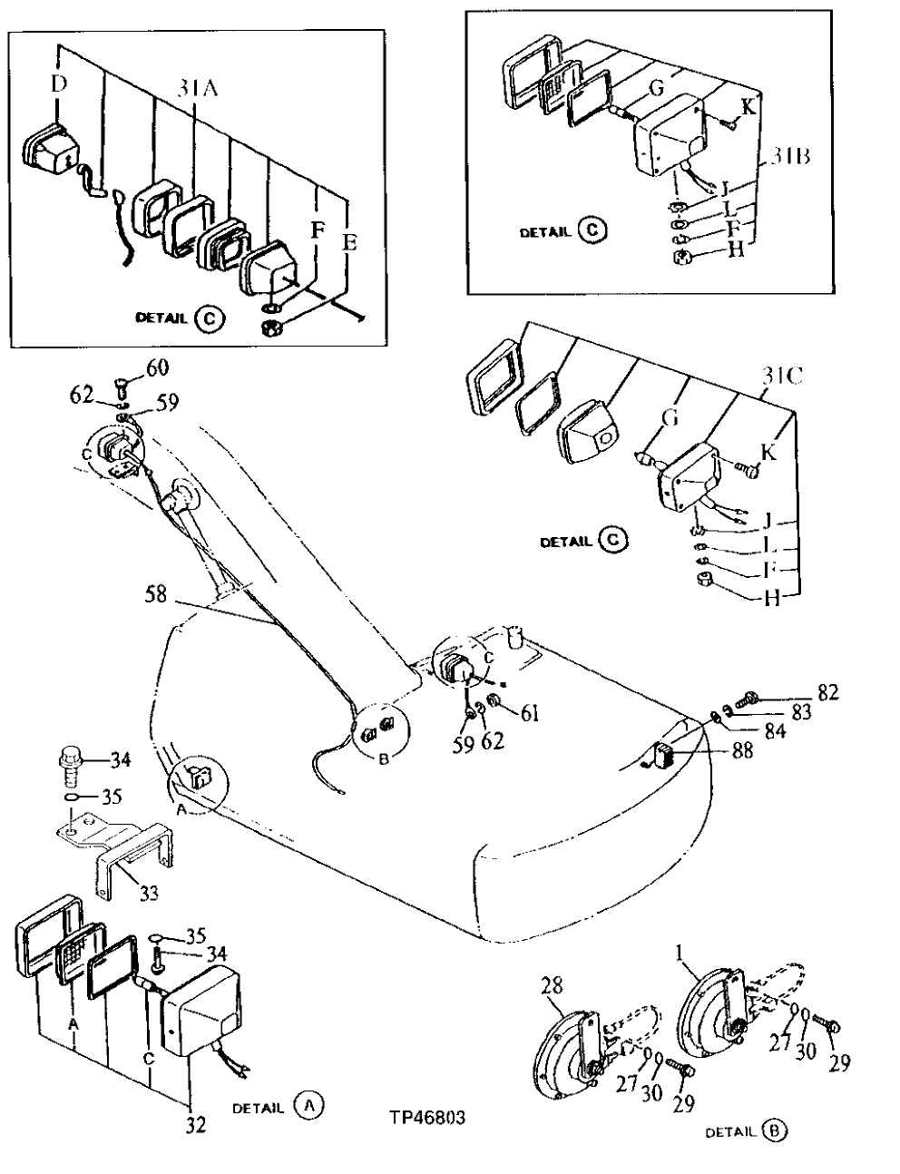 Схема запчастей John Deere 90ELC - 95 - ELECTRIC PARTS ( - 015471) 1674 Wiring Harness And Switches