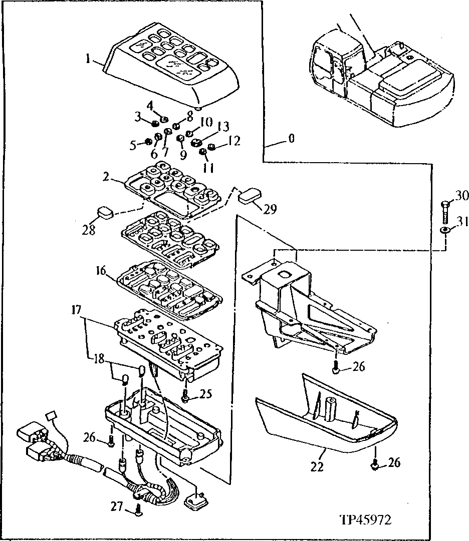 Схема запчастей John Deere 90ELC - 99 - Switch Box 1674 Wiring Harness And Switches