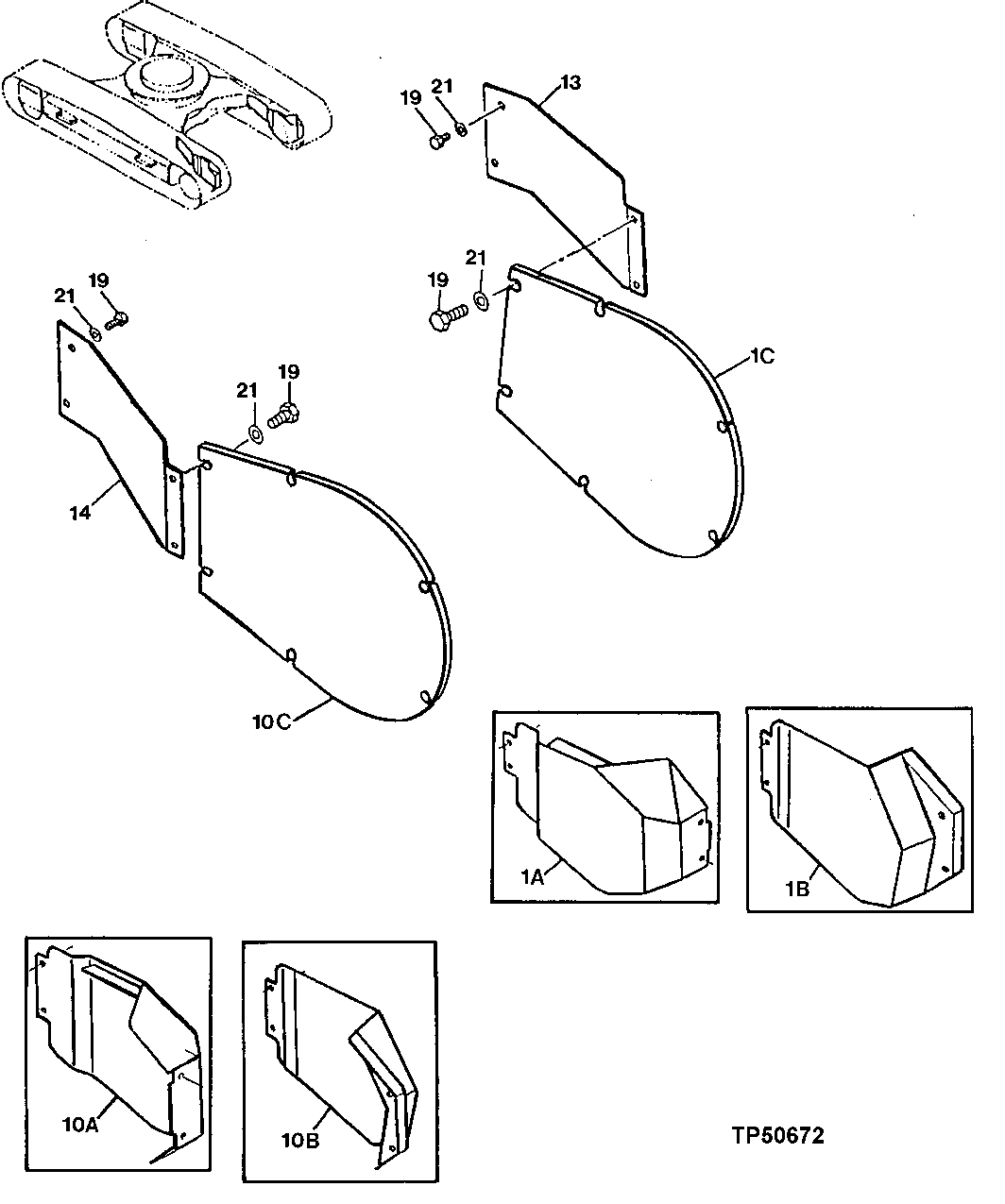 Схема запчастей John Deere 90ELC - 108 - TRAVEL PIPING COVERS 1740 Frame Installation