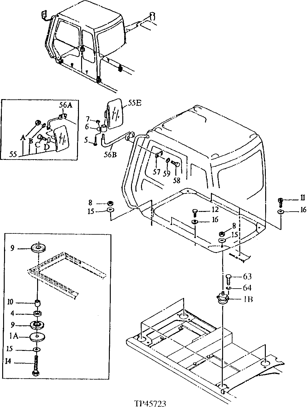 Схема запчастей John Deere 90ELC - 128 - Cab 1810 Operator Enclosure