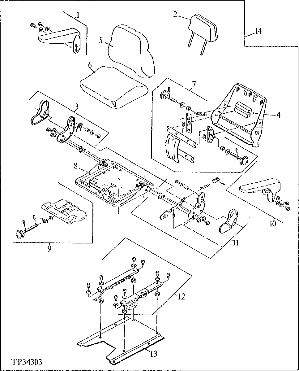 Схема запчастей John Deere 90ELC - 133 - Seat 1821 SEAT AND SEAT BELT