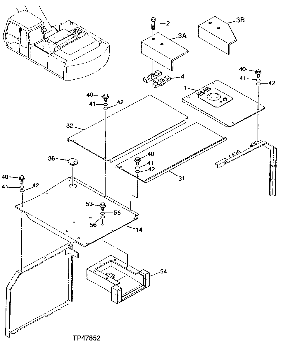 Схема запчастей John Deere 90ELC - 152 - Covers 1910 Hood Or Engine Enclosure