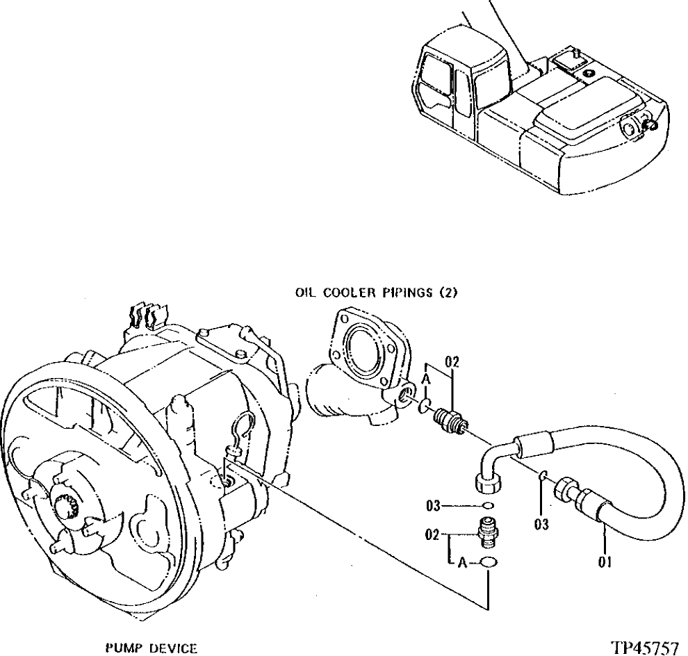 Схема запчастей John Deere 90ELC - 180 - OIL COOLER PIPINGS 2160 HYDRAULIC SYSTEM