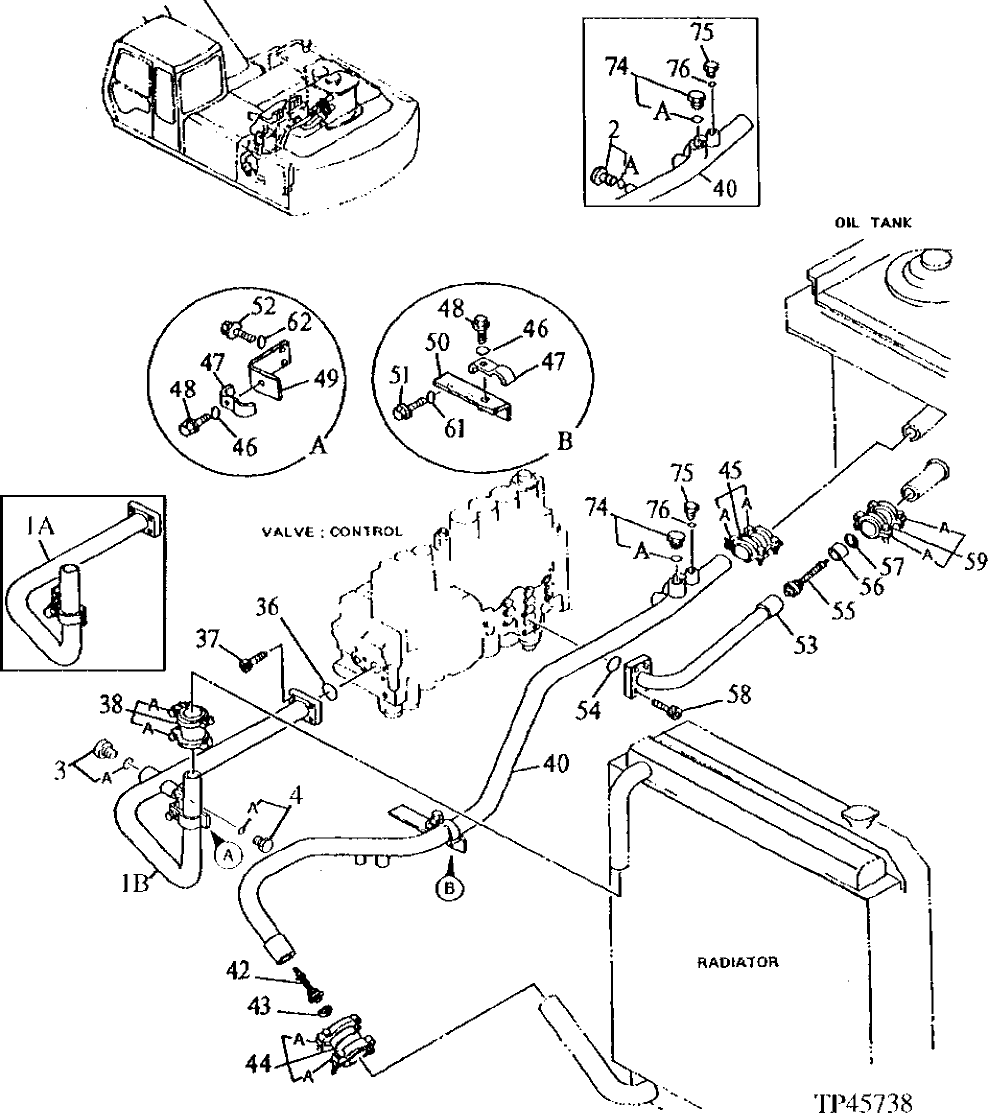 Схема запчастей John Deere 90ELC - 181 - OIL COOLER PIPINGS 2160 HYDRAULIC SYSTEM