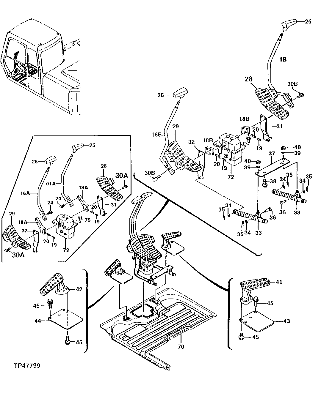 Схема запчастей John Deere 90ELC - 216 - CONTROL PEDALS (015000 - ) 3315 Control Linkage