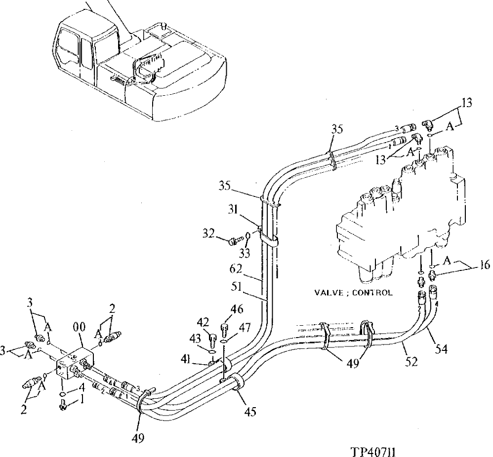 Схема запчастей John Deere 90ELC - 250 - PILOT PIPINGS ( - 014999) 3360 HYDRAULIC SYSTEM