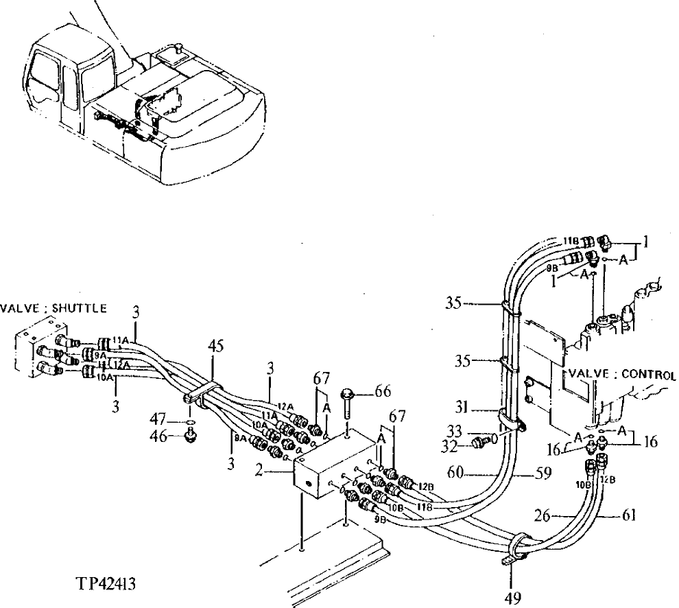 Схема запчастей John Deere 90ELC - 254 - PILOT PIPINGS ( - 014999) 3360 HYDRAULIC SYSTEM