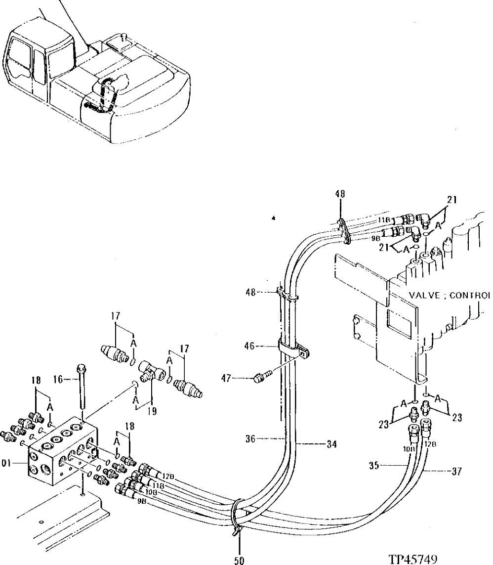 Схема запчастей John Deere 90ELC - 255 - PILOT PIPINGS (015000 - ) 3360 HYDRAULIC SYSTEM