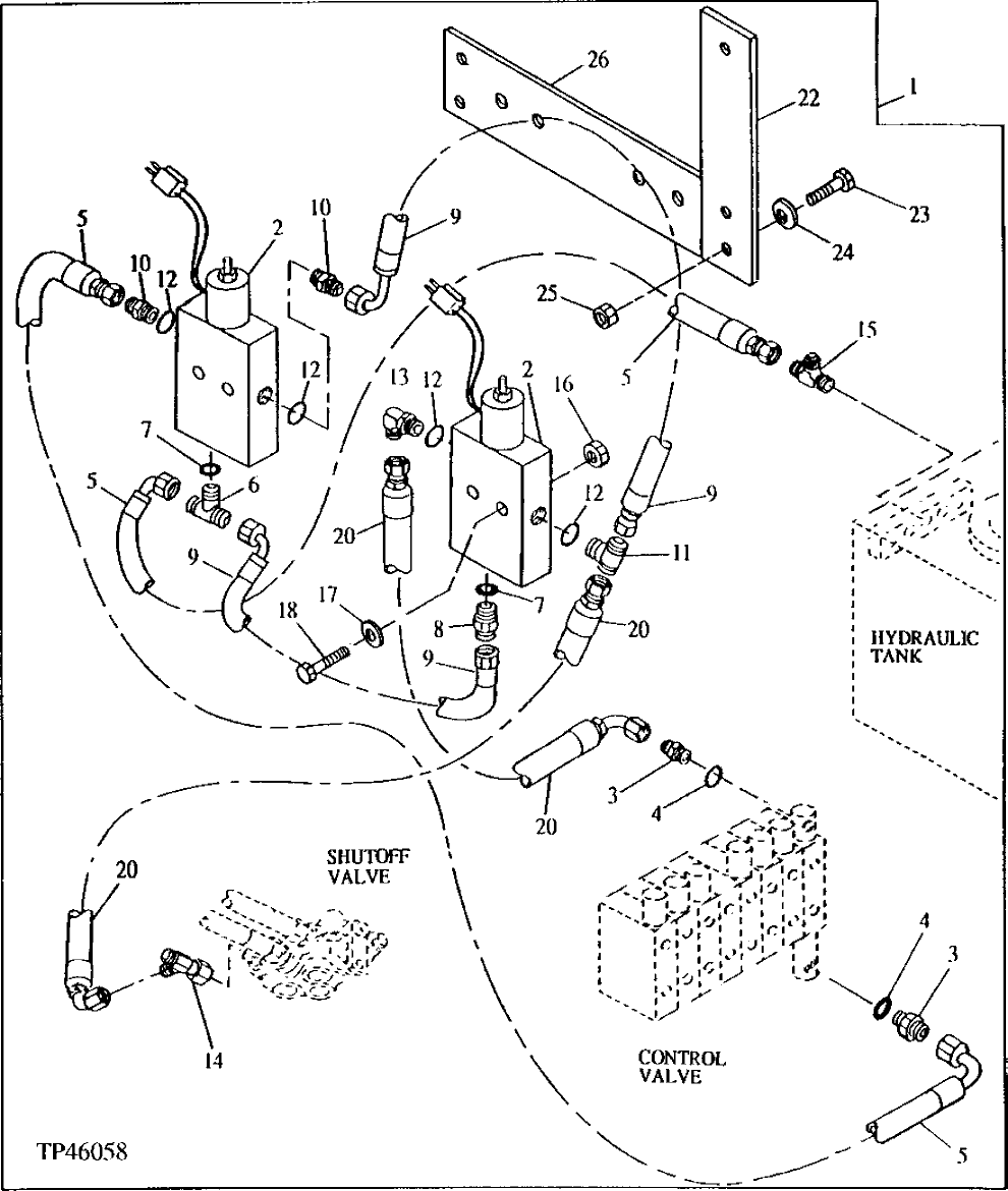 Схема запчастей John Deere 90ELC - 292 - Two Solenoid Auxiliary Control (Use w/ Hand Controller) 3360 HYDRAULIC SYSTEM