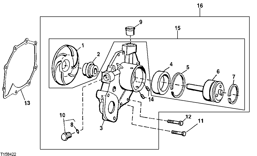 Схема запчастей John Deere 90ELC - 70 - Water Pump Assembly (704569 - ) 0417 Water Pump 6068TDW07, 6068TDW56 6068TDW07, 6068TDW56