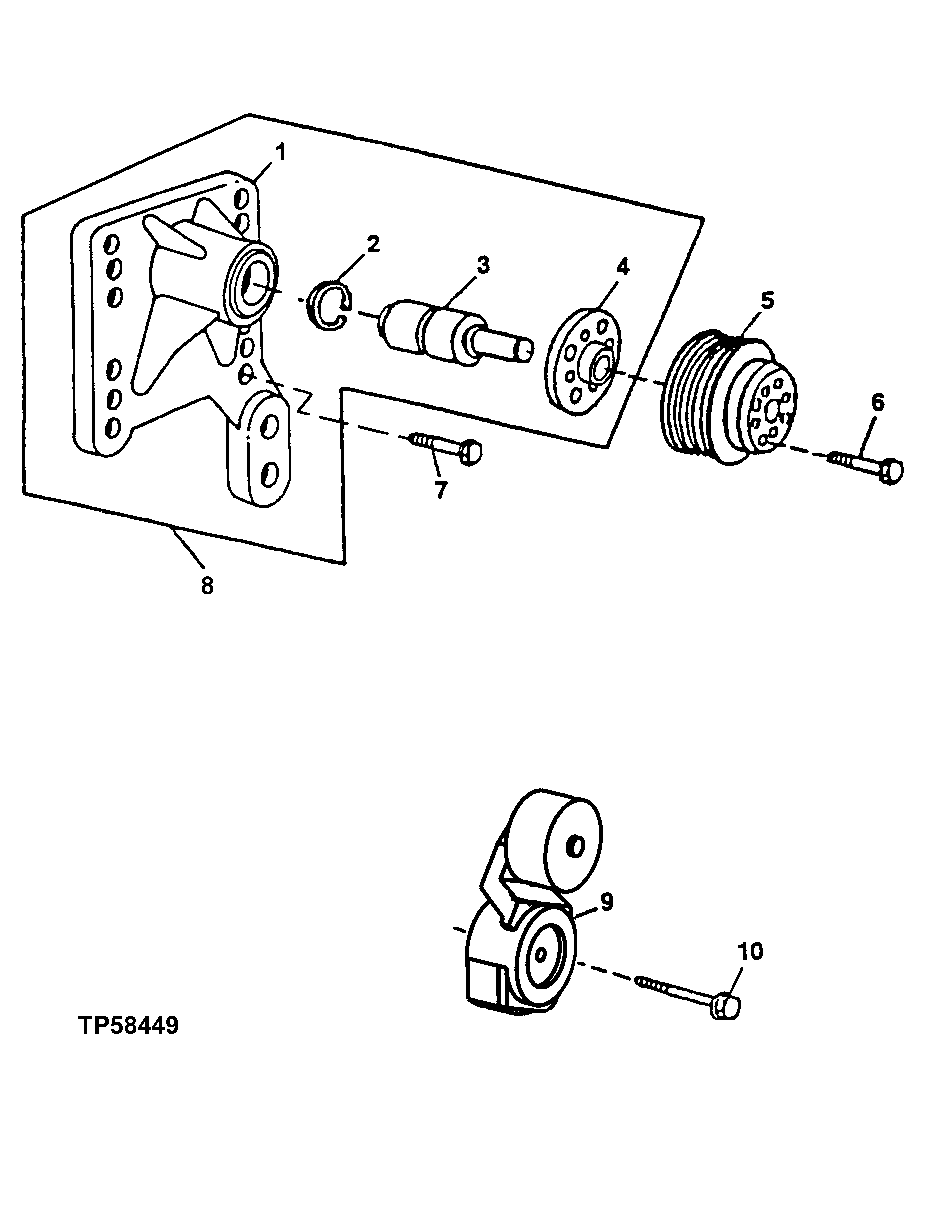 Схема запчастей John Deere 90ELC - 88 - FAN DRIVE,PULLEYS AND BELT TENSIONERS (704559 - ) 0429 FAN DRIVE 6068TDW07, 6068TDW56 6068TDW07, 6068TDW56