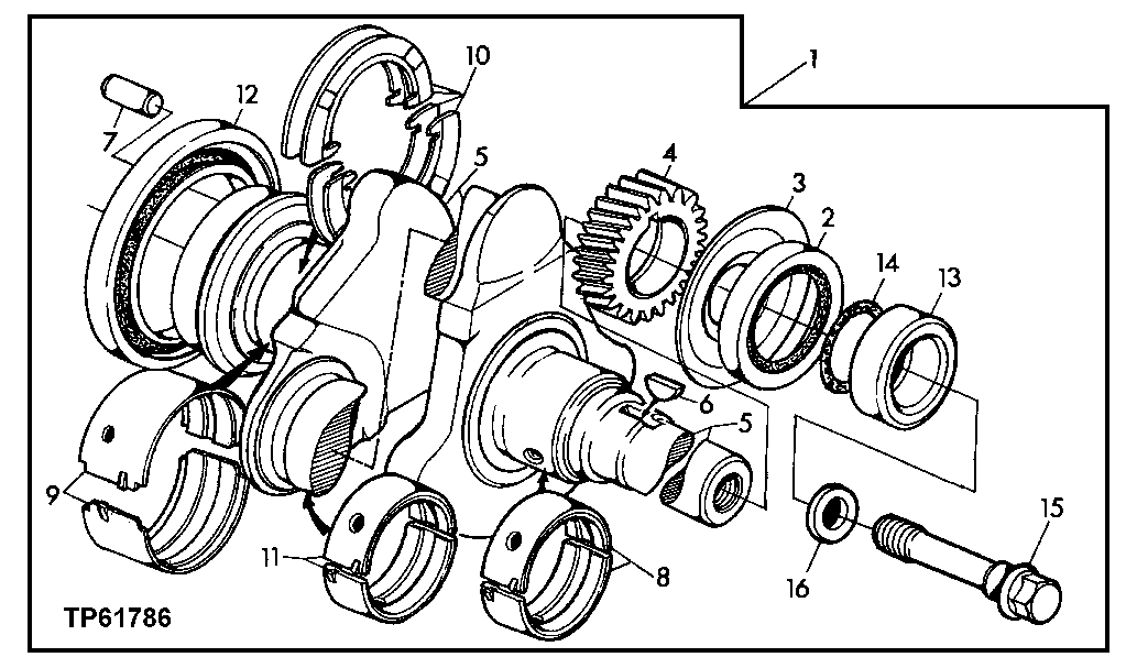 Схема запчастей John Deere 90ELC - 19 - Replacement Crankshaft Kit 0401 CRANKSHAFT AND MAIN BEARINGS 6068TDW07, 6068TDW56 ( - 704568) 6068TDW07, 6068TDW56