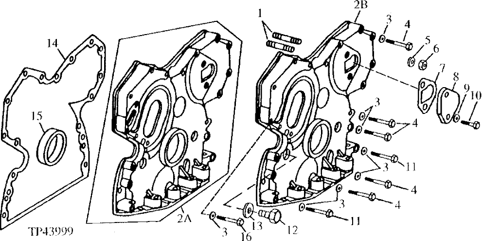 Схема запчастей John Deere 90ELC - 27 - Timing Gear Cover ( - 704568) 0402 Camshaft And Valve Actuating Means 6068TDW07, 6068TDW56 6068TDW07, 6068TDW56